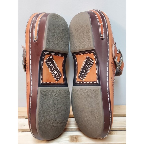 L'Artiste by Spring Step | Orange Tan | Leather Buckled Clog Size 40 US 9.5 - Picture 5 of 11